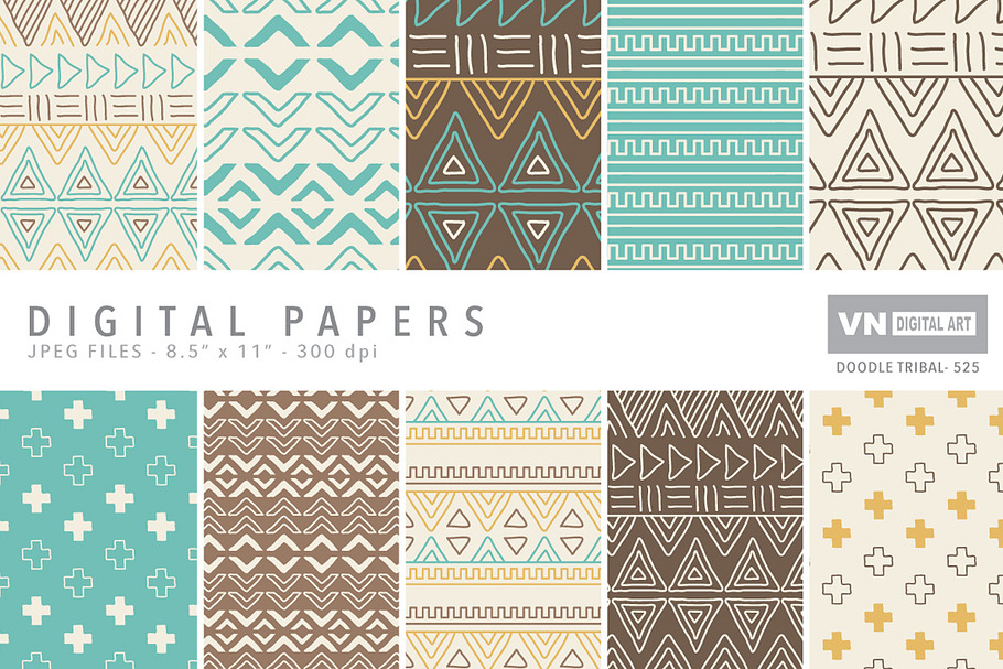 Digital Papers - Doodle Tribal - 525 in Patterns - product preview 8