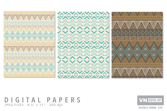 Digital Papers - Doodle Tribal - 525 in Patterns - product preview 1