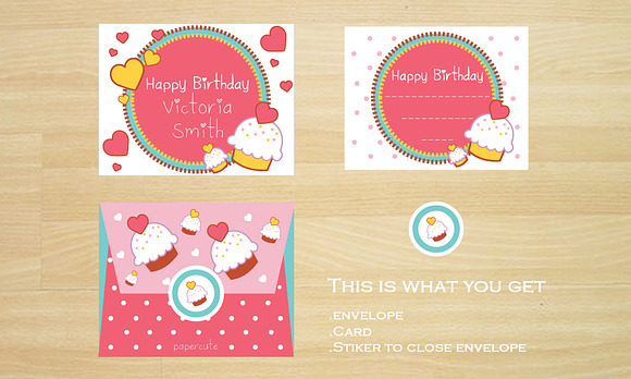 Envelope Sweet Cupcake in Card Templates - product preview 1