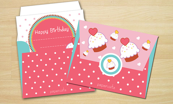 Envelope Sweet Cupcake in Card Templates - product preview 2