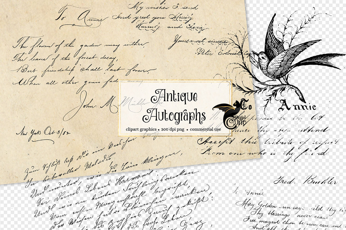 Antique Autograph Overlays in Illustrations - product preview 8