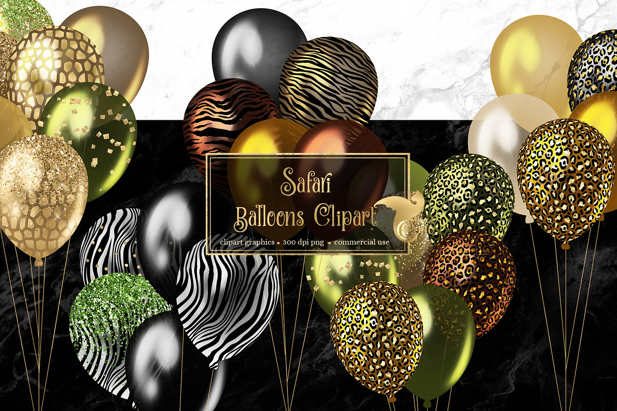 Safari Balloons Clipart in Illustrations - product preview 8