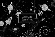 Silver Glitter Space Clipart