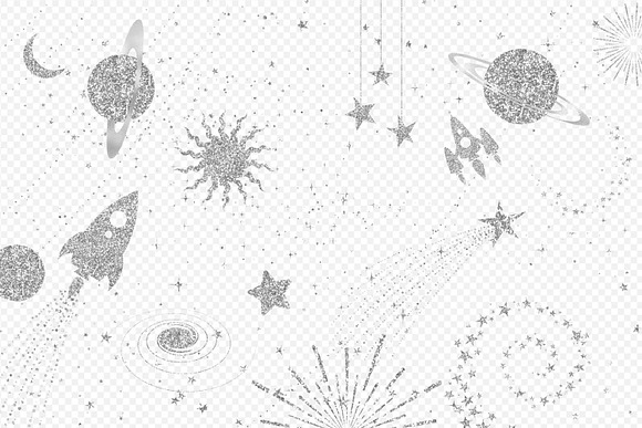 Silver Glitter Space Clipart in Illustrations - product preview 1