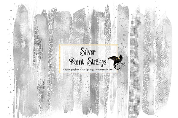 Silver Paint Strokes Clipart