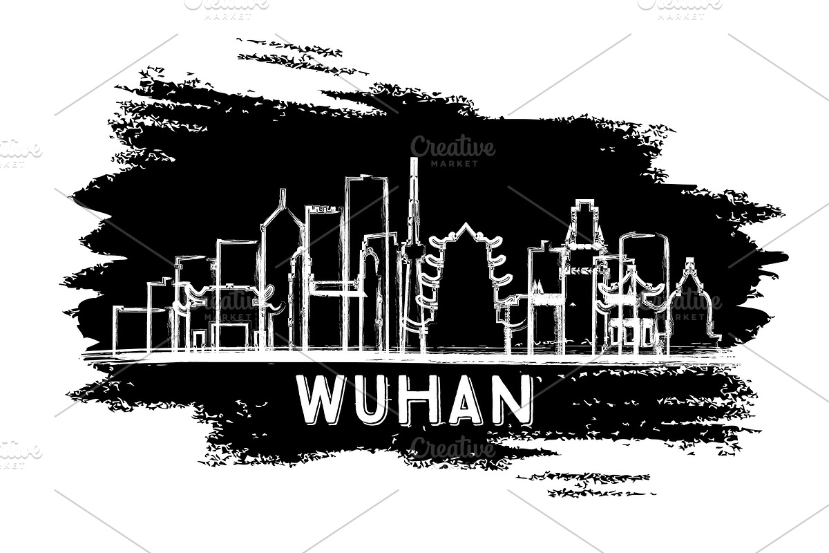 Wuhan China City Skyline Silhouette. in Illustrations - product preview 8
