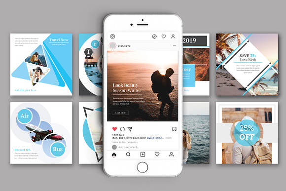 Best Social Banner For Travel in Instagram Templates - product preview 3