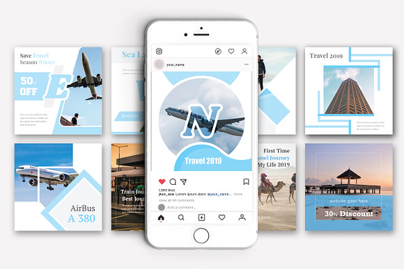 Travelling Social Media Pack in Instagram Templates - product preview 1