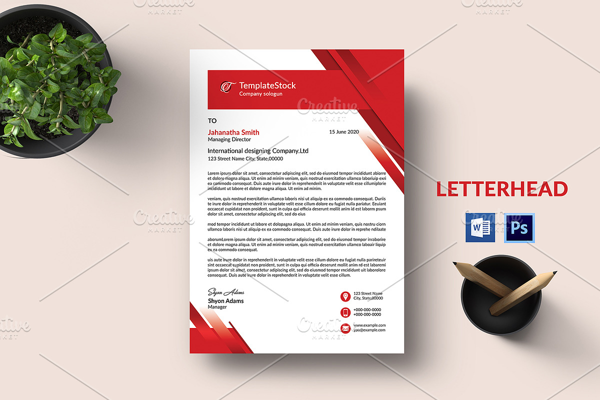 Letterhead V31 in Stationery Templates - product preview 8