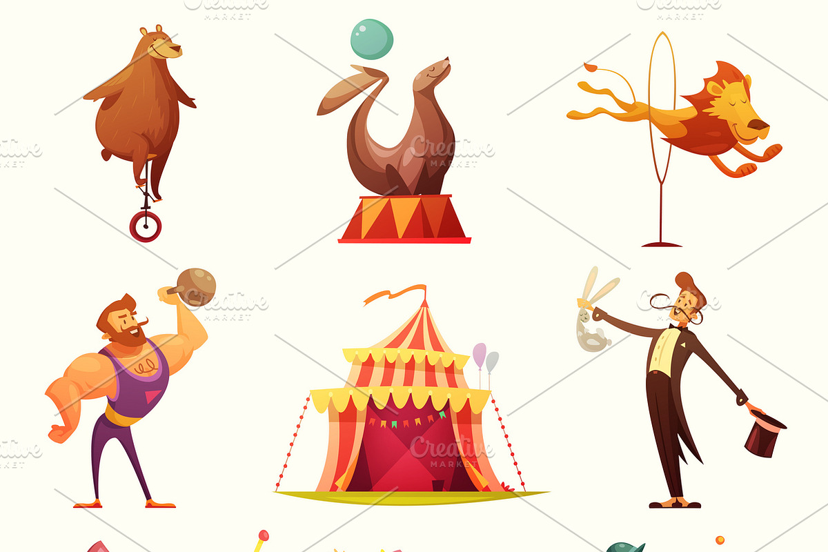 Traveling chapiteau circus icons in Icons - product preview 8