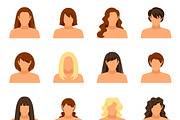 Woman hairstyle icons set