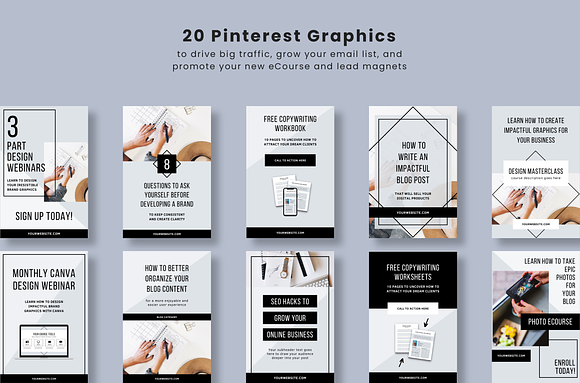 eCourse Marketing Kit in Pinterest Templates - product preview 5