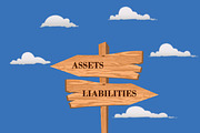Assets or liabilities street sign
