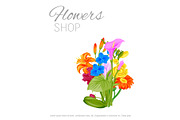 Flowers shop floral poster with