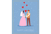 Robots marriage, wedding with couple