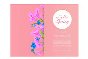 Hello spring floral pink background