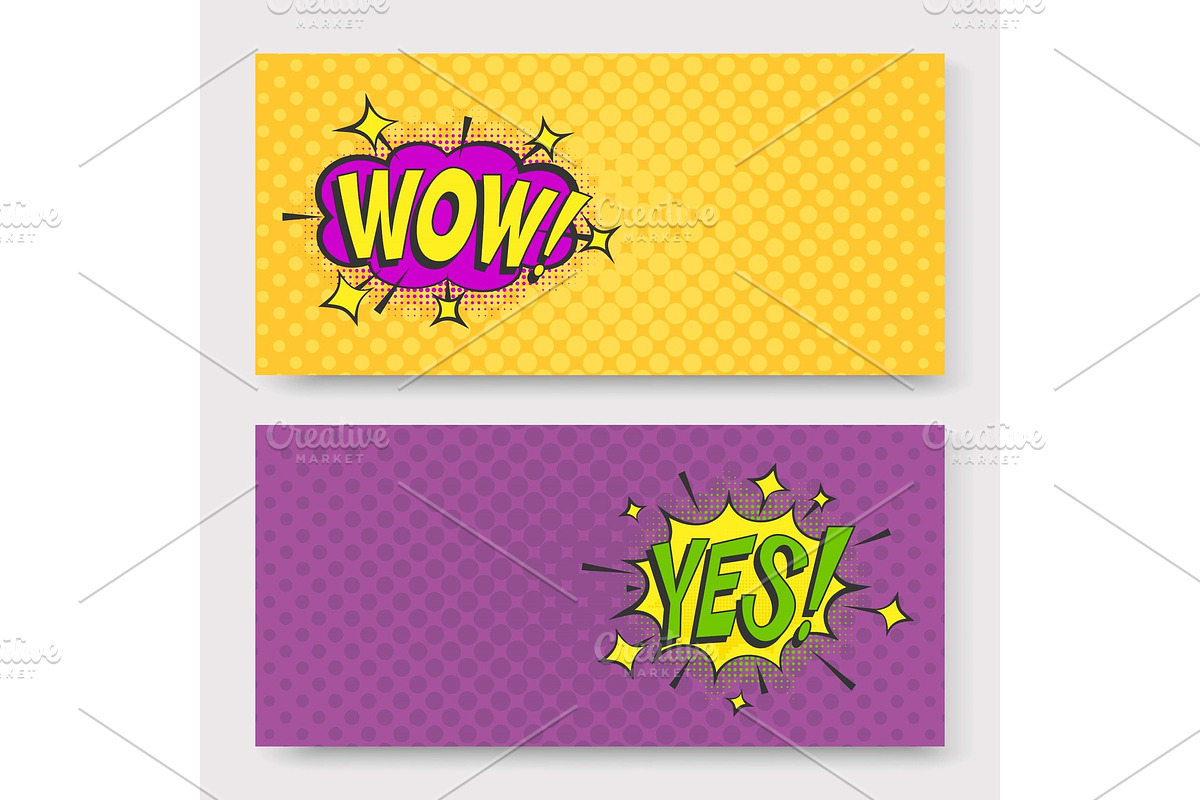 Wow and yes pop art vector cartoon in Illustrations - product preview 8
