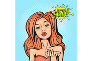 Sexy comic blonde pop art girl with