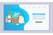 Time for sauna web template vector
