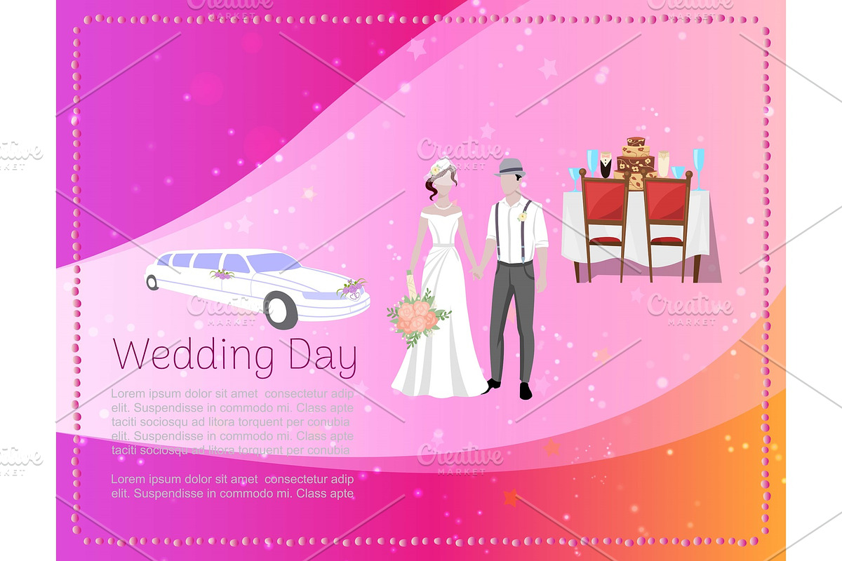 Wedding day banner with newly in Illustrations - product preview 8