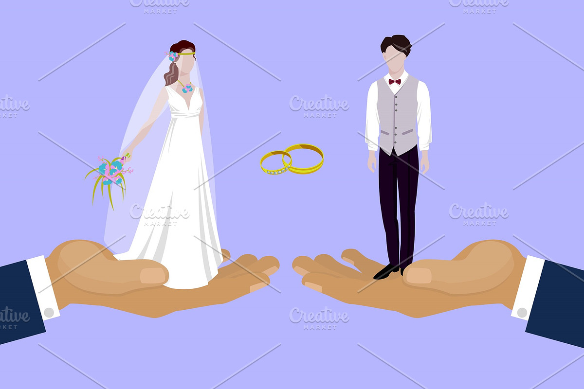 Wedding couple newly married weds in Illustrations - product preview 8