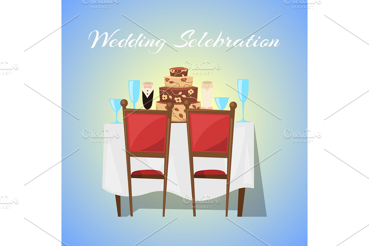 Wedding celebration in restaurant in Illustrations - product preview 8