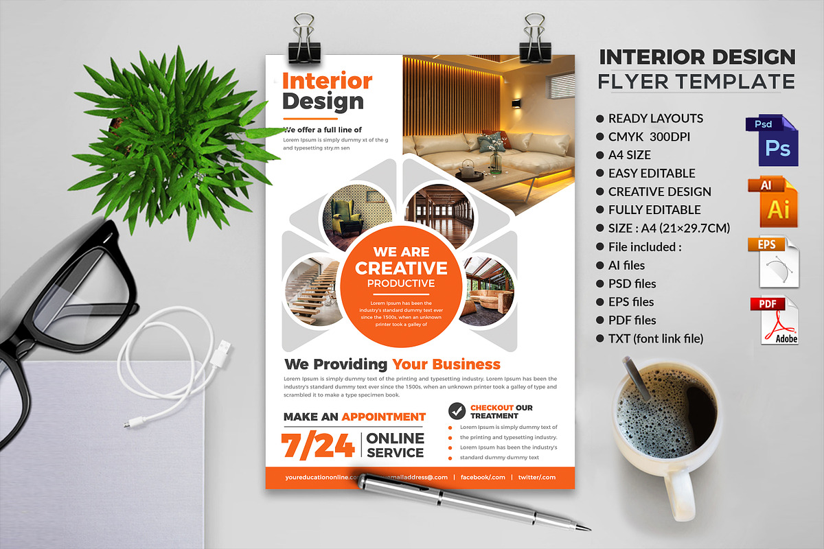 Interior Design Flyer Templates in Flyer Templates - product preview 8
