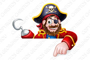 Pirate Captain Cartoon Pointing Sign