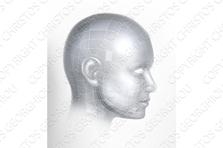 Cyber 3D Technology Face Digital in Illustrations - product preview 8