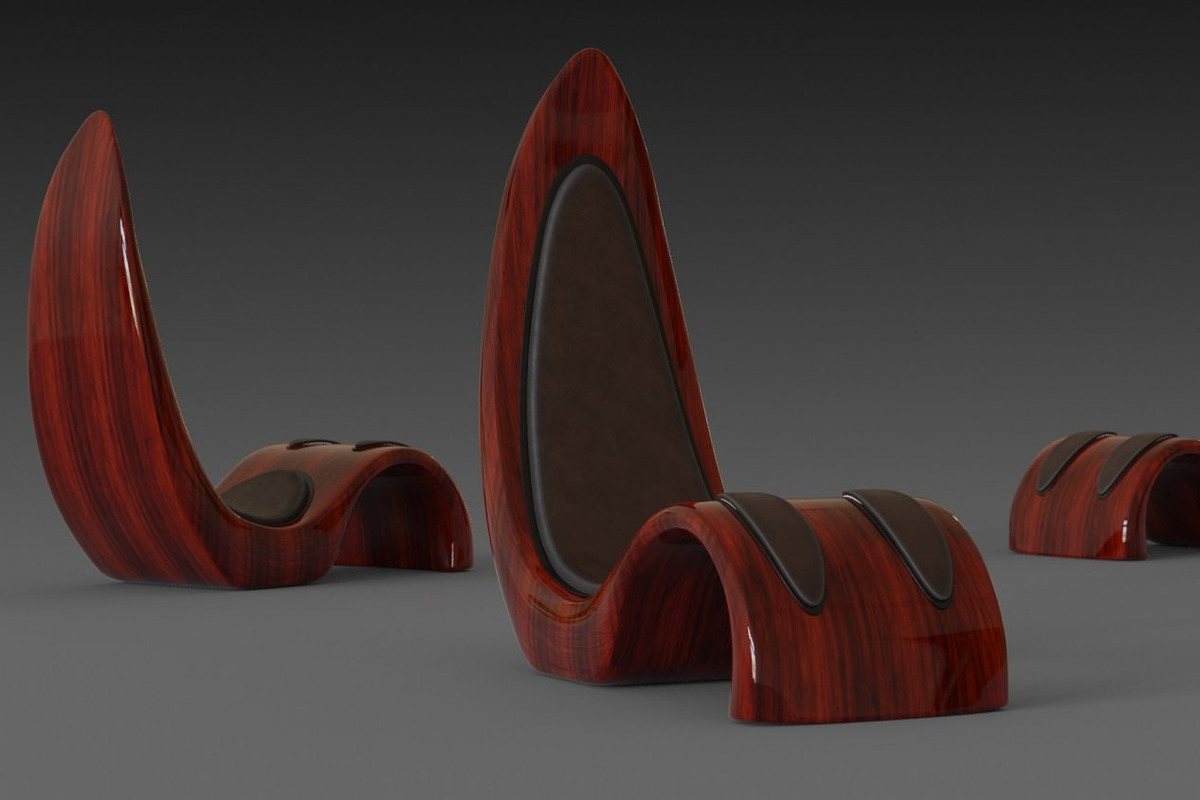 Wooden red chair in Furniture - product preview 8