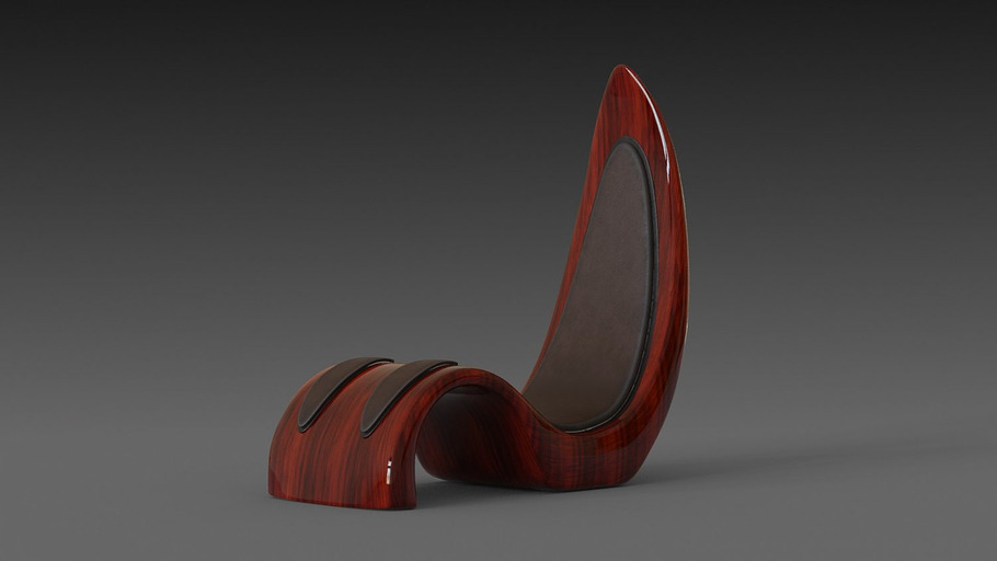 Wooden red chair in Furniture - product preview 3