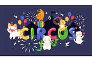 Circus cats typography poster, cute