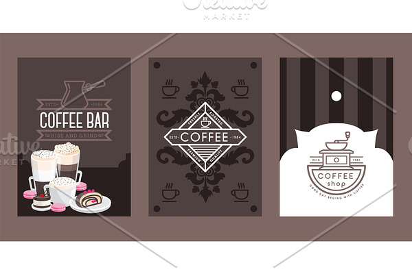 Coffee shop banners, cafe menu cover