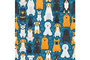 Dogs in seamless pattern, isolated