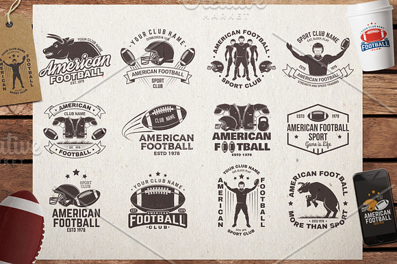 American Football Badge in Logo Templates - product preview 1