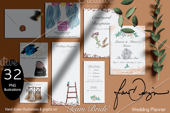 Team Bride Wedding Planner in Illustrations - product preview 13