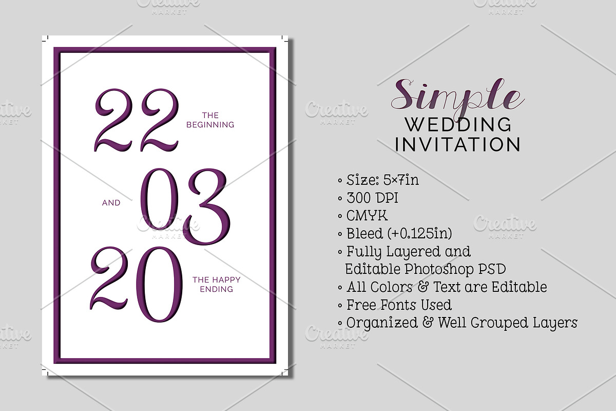 Simple Wedding Invitation in Wedding Templates - product preview 8