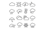 Weather line icons set on white