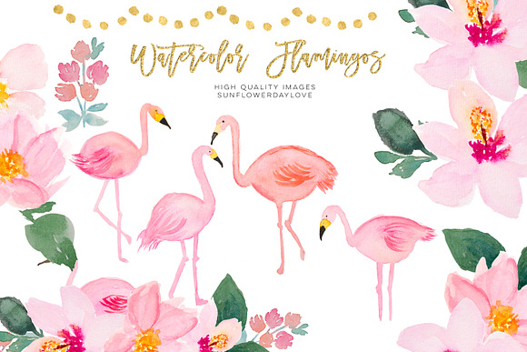 Flamingo Watercolor image in Illustrations - product preview 1