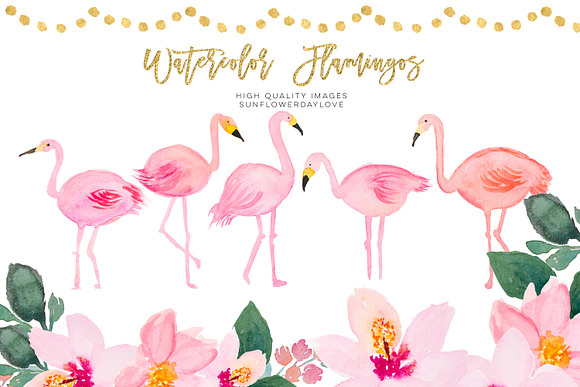 Flamingo Watercolor image in Illustrations - product preview 2