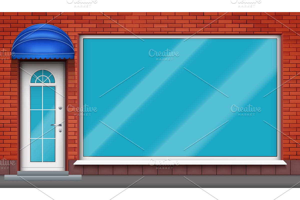Exterior of shop facade with big in Illustrations - product preview 8