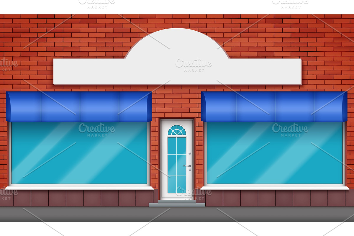 Exterior of shop facade with two big in Illustrations - product preview 8