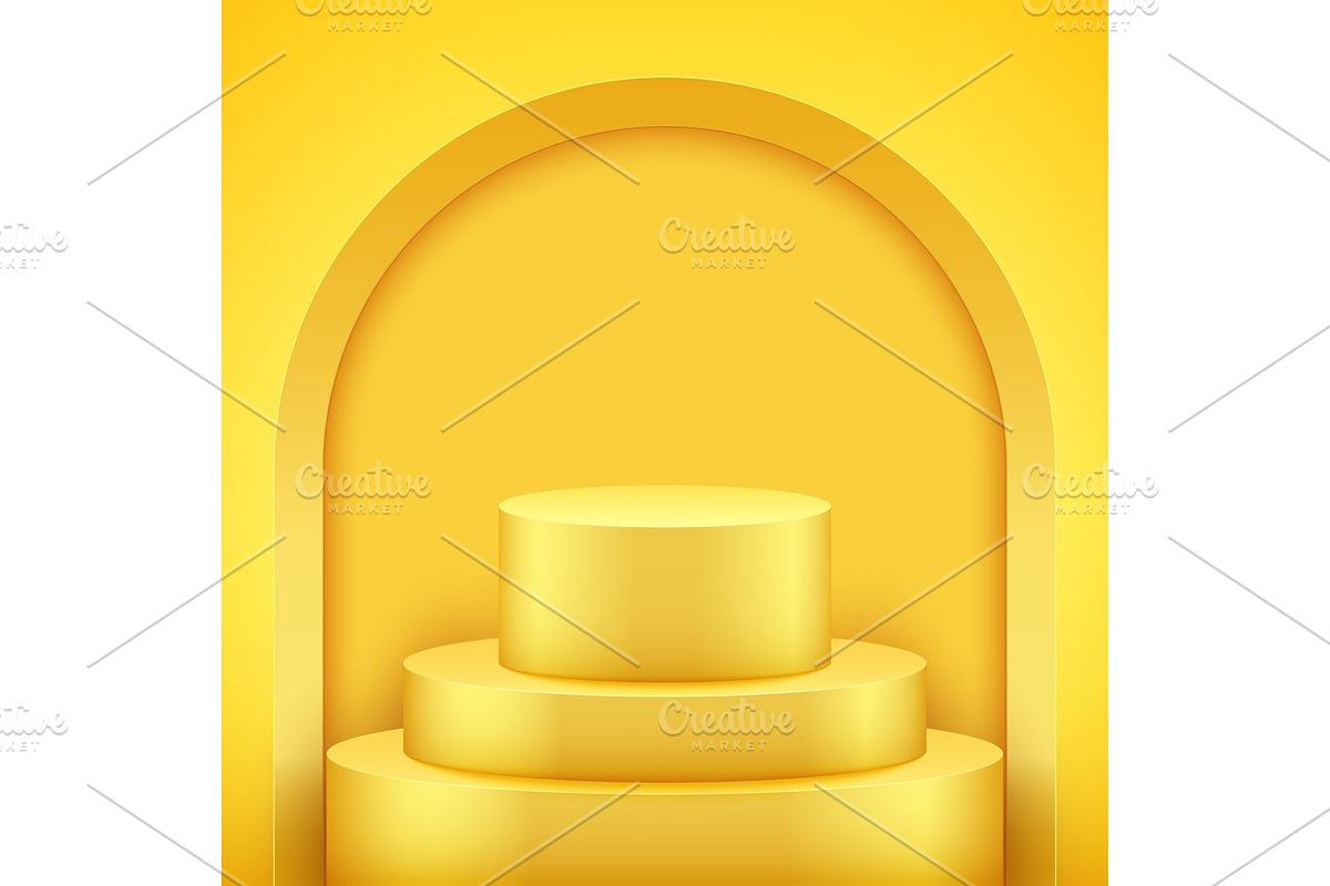 Yellow Presentation podium with arch in Illustrations - product preview 8