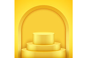Yellow Presentation podium with arch