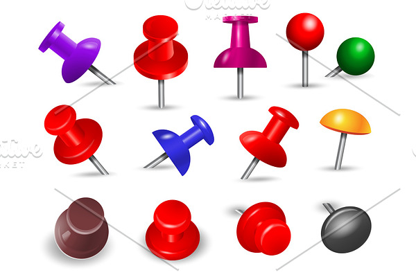 Red thumbtack. Office supplies for