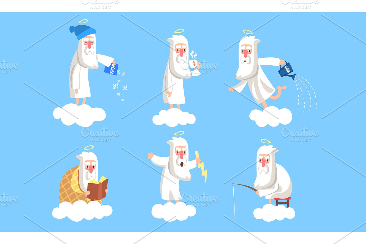 Funny Elderly Male Angel Character in Illustrations - product preview 8