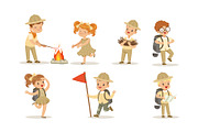 Collection of Kids Scouts Camping