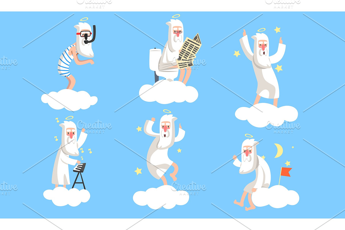 Collection of Funny Elderly Male in Illustrations - product preview 8