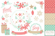 Mint & Coral Christmas Clipart Set