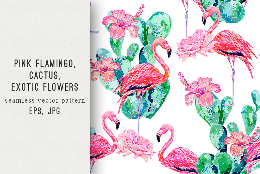 Flowers,flamingo,cactus pattern in Patterns - product preview 8